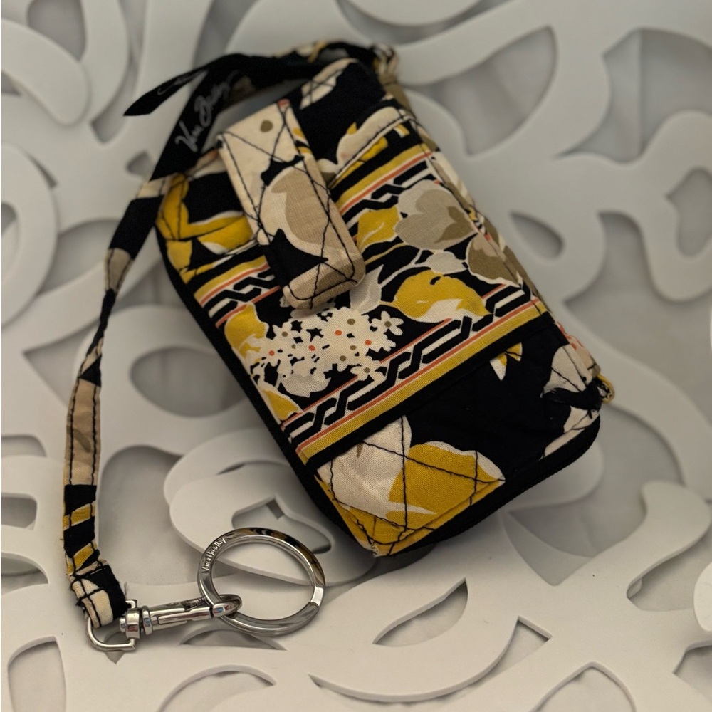 Vera Bradley Black and Yellow Floral Wristlet